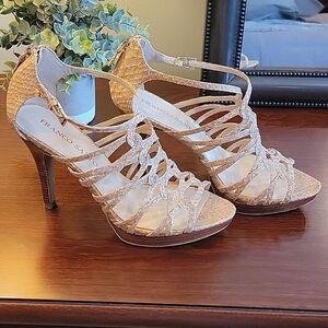 Franco Sarto snakeskin embossed strappy sandals